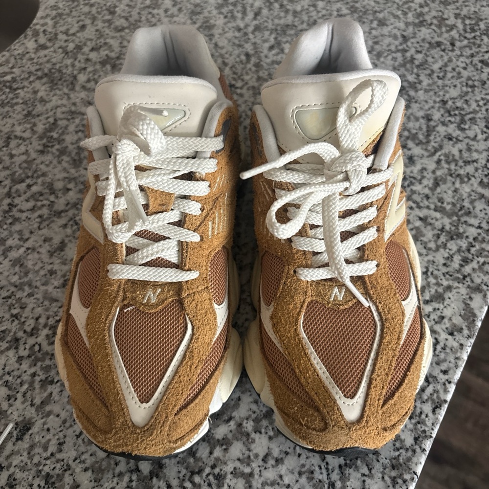 New Balance Tan and Cream Sneakers